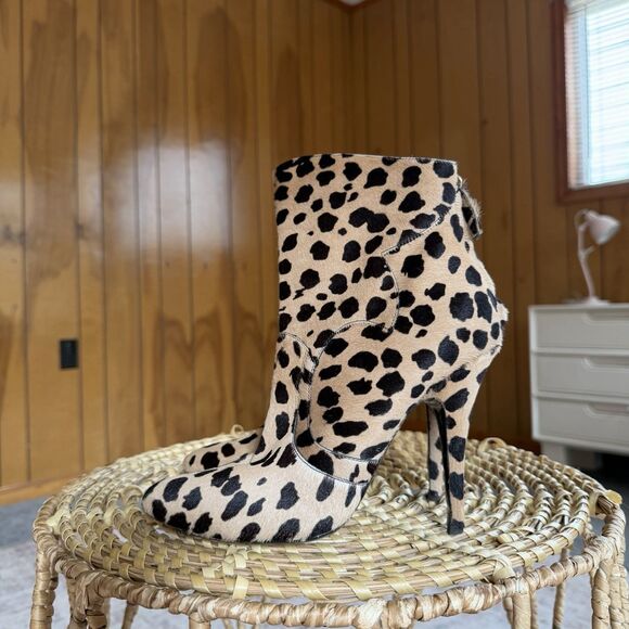 Giuseppe Zanotti x Balmain Leopard Pony Hide Ankle Boots Stiletto Heels Sz 39/9 - Picture 4 of 12
